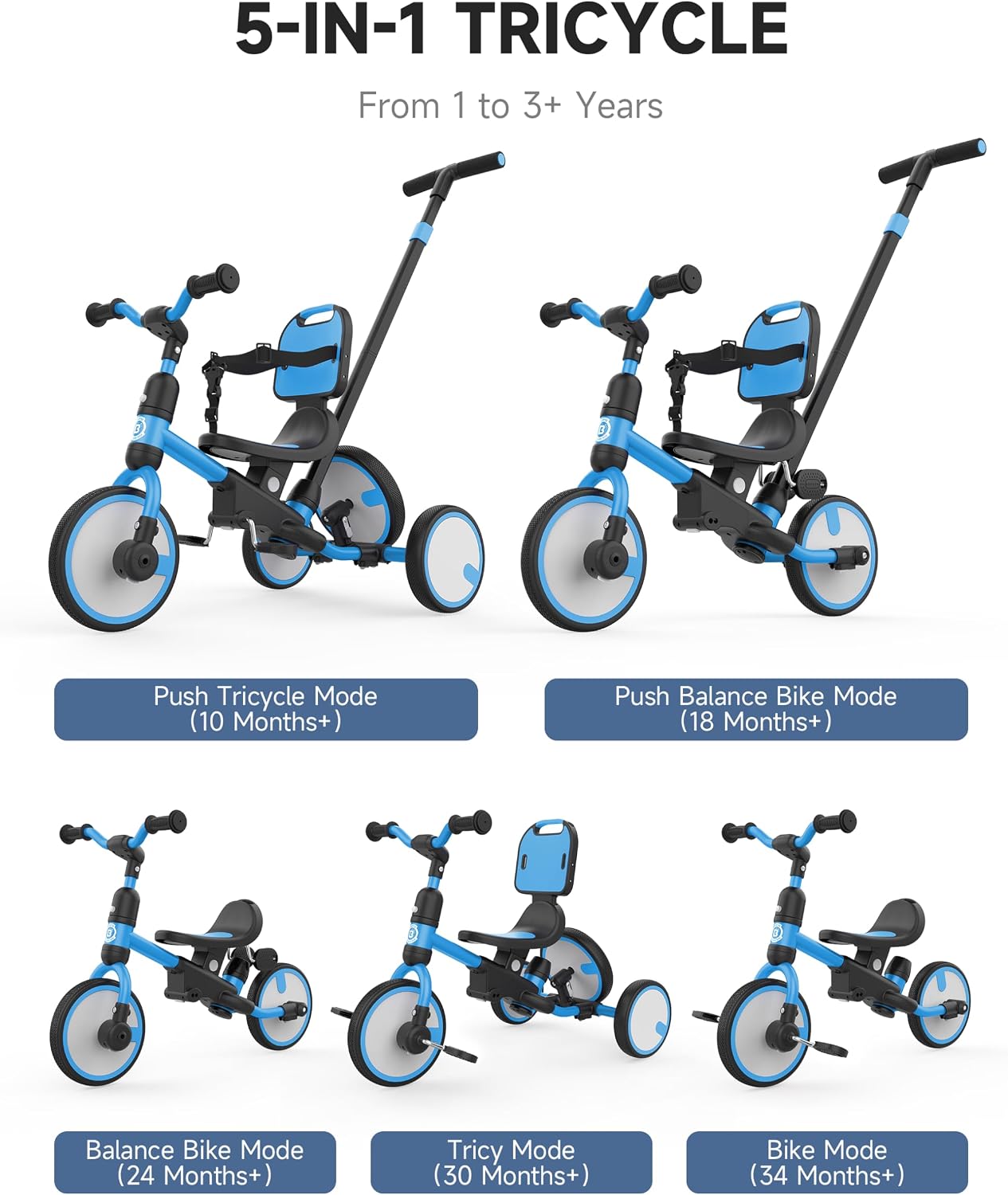 5-in-1 Toddler Tricycle with P – обзор и цена Balance Bike Kids